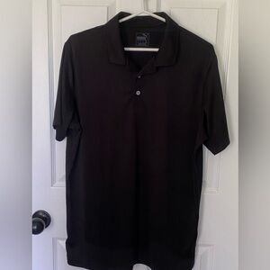 Men’s Puma Black Polyester Lightweight Collared Golf Shirt Sz L Like New
